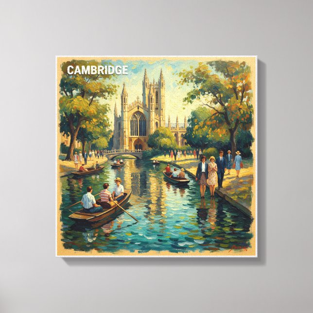 Cambridge England Högskola Flod Utslagen Canvas (Framsida)
