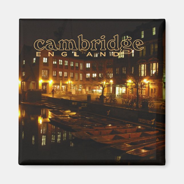 Cambridge England Night Scene Travel Fridge Magnet (Framsidan)