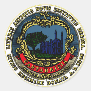 Cambridge Massachusetts City Seal Round Sticker Runt Klistermärke