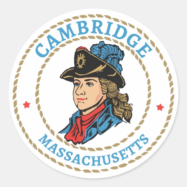 Cambridge Massachusetts Colonial Runt Klistermärke (Framsida)
