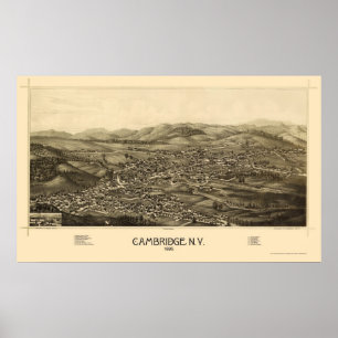 Cambridge, NY Panoramic Karta - 1886 Poster