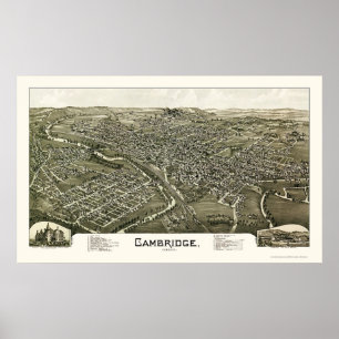 Cambridge, OH Panoramic Karta - 1897 Poster