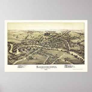Cambridge, PA Panoramic Karta - 1895 Poster
