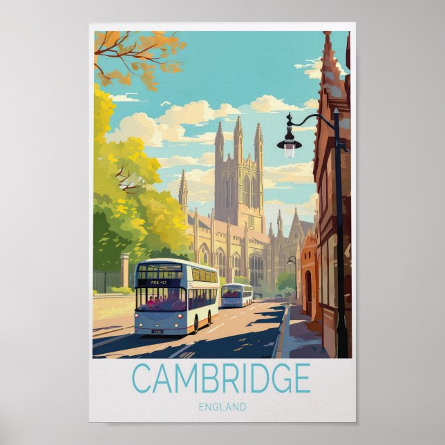 Cambridge Travel Poster - England Wall Art (Framsidan)