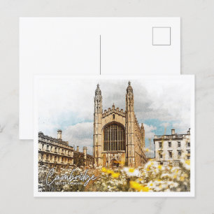 Cambridge United Kingdom Färg Pencil Landcape Vykort