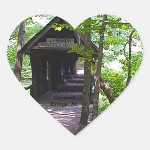Cambron Covered Bridge, Madison County, Alabama Hjärtformat Klistermärke