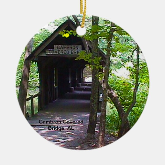 Cambron Covered Bridge, Madison County, Alabama Julgransprydnad Keramik (Framsidan)