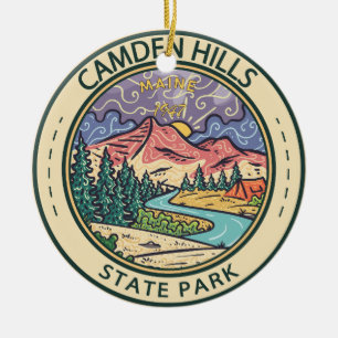 Camden Backe State Park Maine Badge Julgransprydnad Keramik