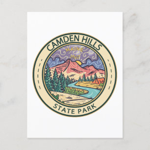 Camden Backe State Park Maine Badge Vykort