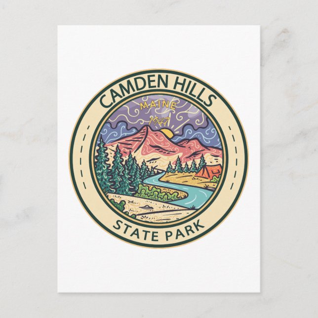 Camden Backe State Park Maine Badge Vykort (Framsida)