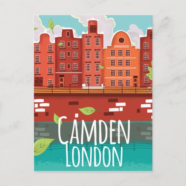 Camden, London vintage resemaffisch Vykort (Framsida)