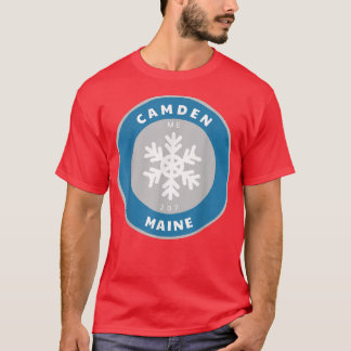 Camden Maine ME Winter Snö Snowflake Badge Souven T Shirt