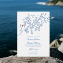 Camden Maine Penobscot Bay Karta Elegant bröllop