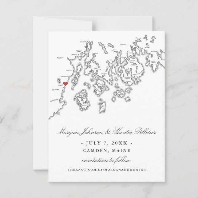 Camden Maine Photo Save Date - Penobscot Bay Spara Datumet (Framsida)