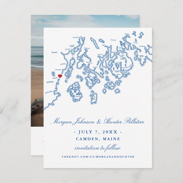 Camden Maine Photo Save Date - Penobscot Bay Spara Datumet (Fram/baksida)