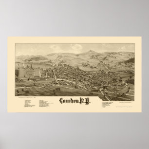 Camden, NY Panoramic Karta - 1885 Poster