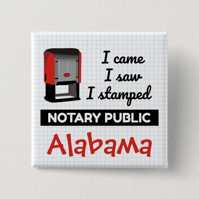Came Saw Stamped Notary Public Frimärke Alabama Knapp (Framsida)