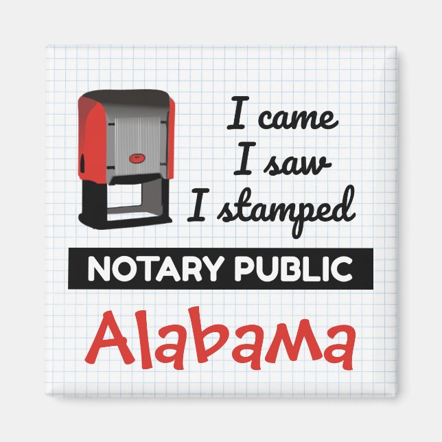 Came Saw Stamped Notary Public Frimärke Alabama Magnet (Framsidan)