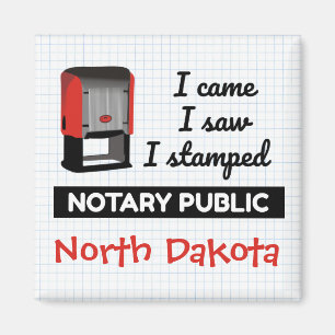 Came Saw Stamped Notary Public Frimärke North Dako Magnet