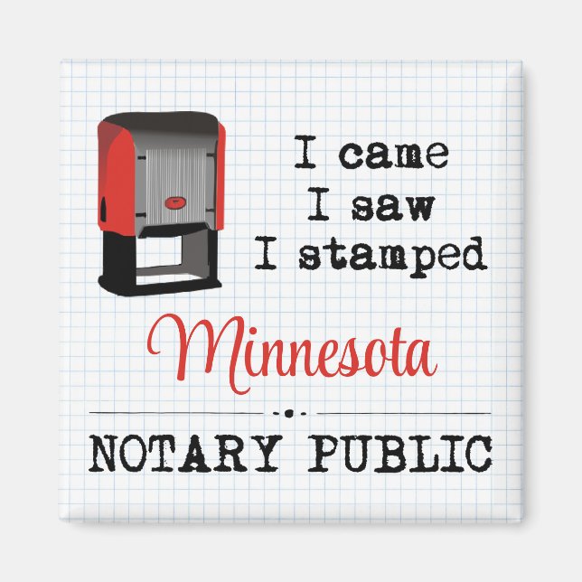 Came Saw Stamped Notary Public Minnesota Magnet (Framsidan)