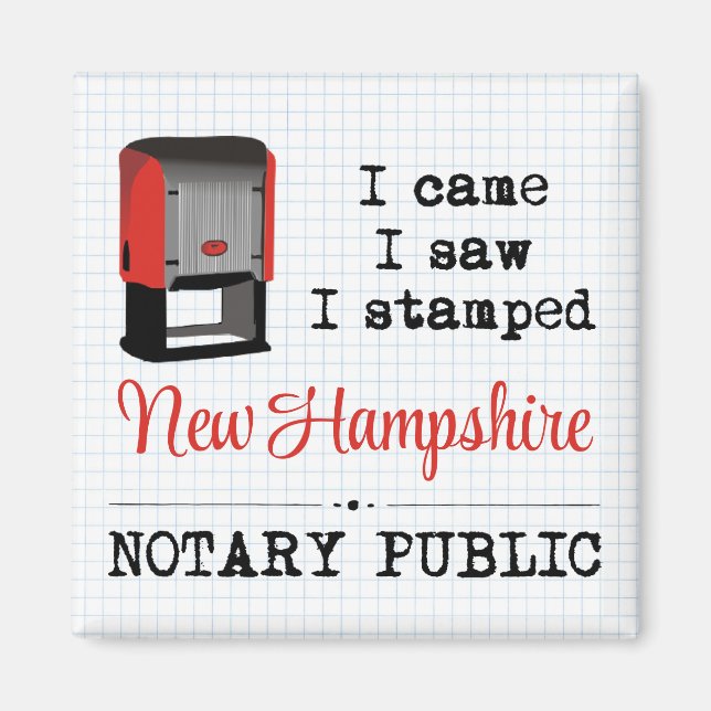 Came Saw Stamped Notary Public New Hampshire Magnet (Framsidan)