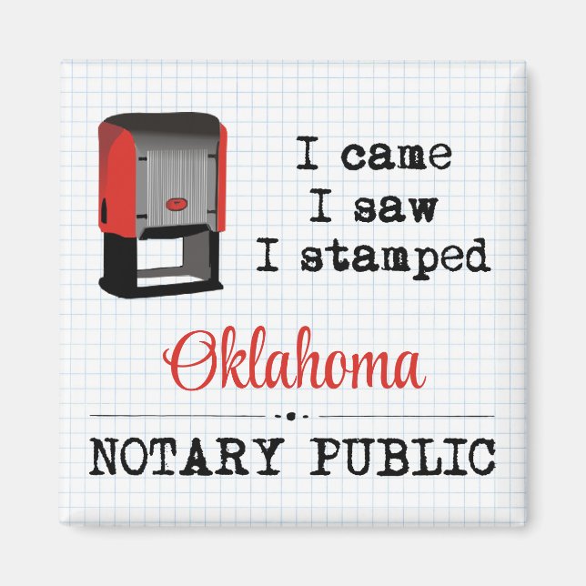 Came Saw Stamped Notary Public Oklahoma Magnet (Framsidan)