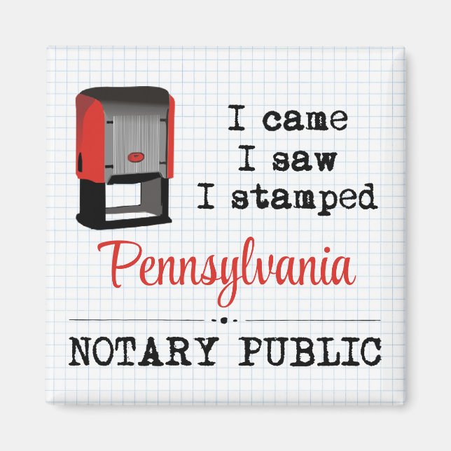 Came Saw Stamped Notary Public Pennsylvania Magnet (Framsidan)