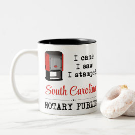 Came Saw Stamped Notary Public South Carolina Två-Tonad Mugg