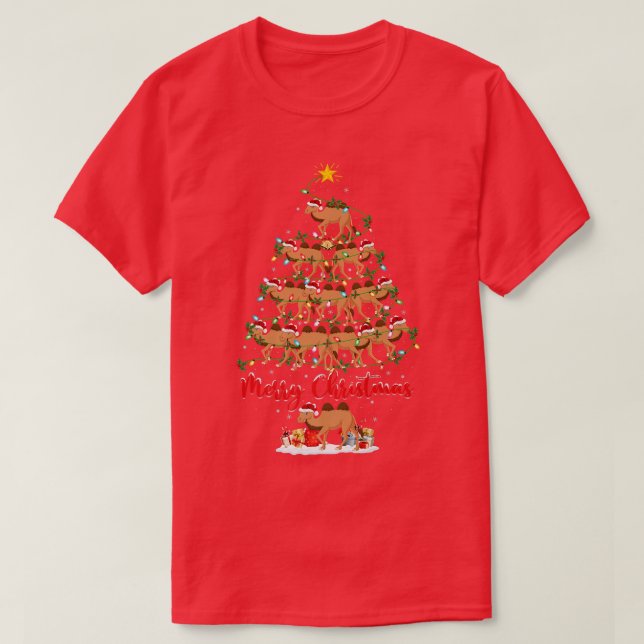 Camel Älskare Matching Santa Bactrian Camel Christ T Shirt (Design framsida)