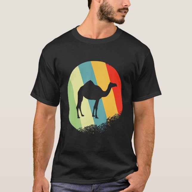Camel Animal Round med Retro Färg T Shirt (Framsida)