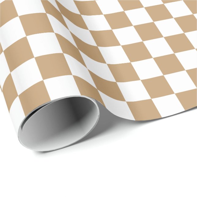 Camel Brown/White Checkated Presentpapper (Rullad Hörn)