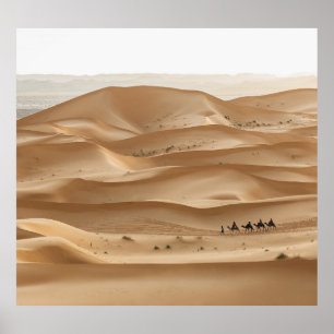 Camel caravan, Sahara sunset, Marocko Poster