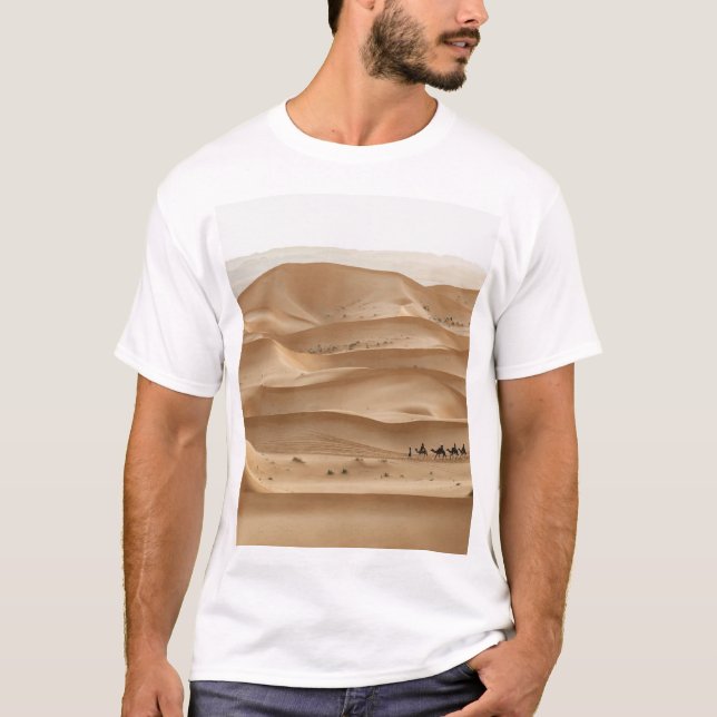 Camel caravan, Sahara sunset, Marocko T Shirt (Framsida)