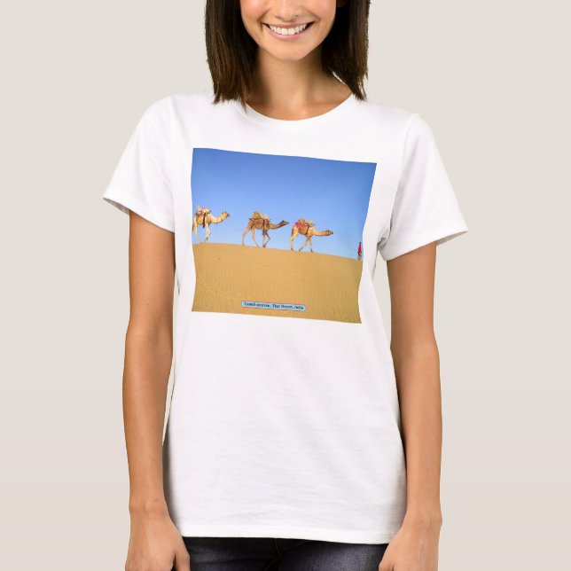 Camel caravan, Thar Desert, Indien T-shirt (Framsida)