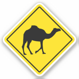 Camel Crossing Gult Sign Mellan östern Funny Arab Klistermärken
