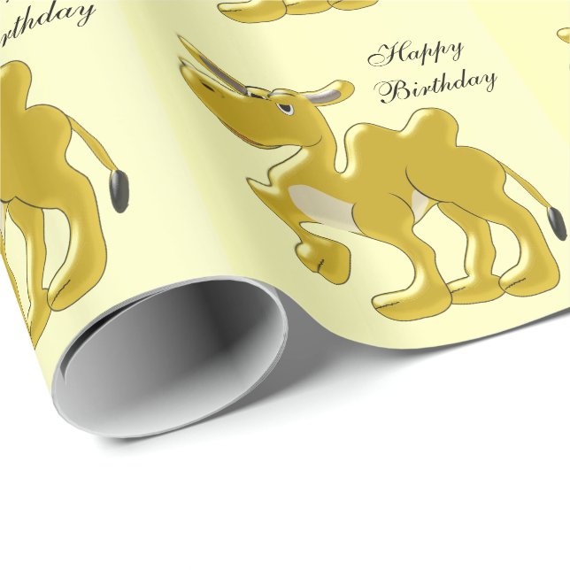 Camel Design Birthday Presentpapper (Rullad Hörn)