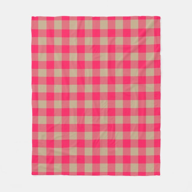 Camel Diva Rosa Buffalo Check Gingham Mönster Fleecefilt (Framsidan)