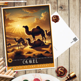 Camel | Djurvykort för Vintage av nödfamiljen Vykort