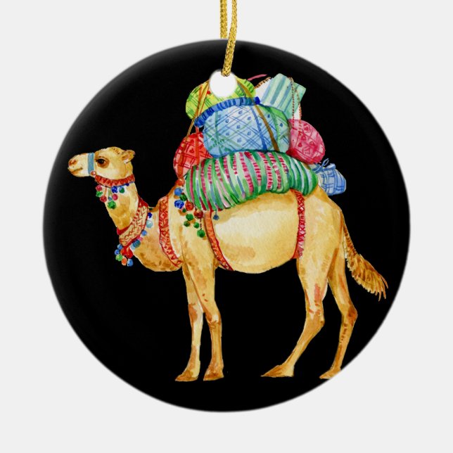 Camel Dromedary Julgransprydnad Keramik (Framsidan)