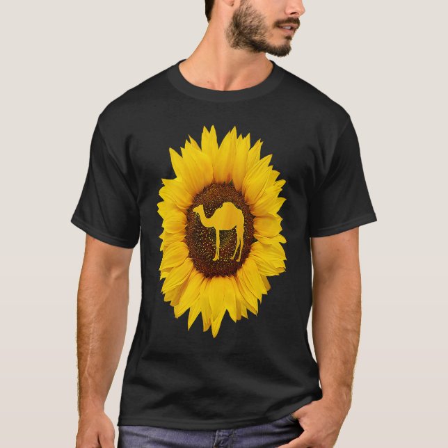 Camel  For Women Men Calf Animal Sunflower T Shirt (Framsida)