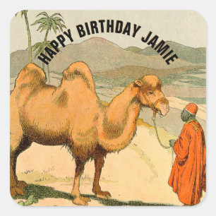 Camel Grattis på födelsedagen, bildad Fyrkantigt Klistermärke