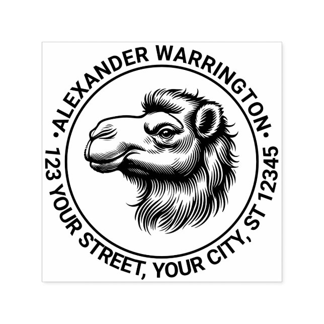 Camel Head Teckning Namn Returadress Självfärgande Stämpel (Design)