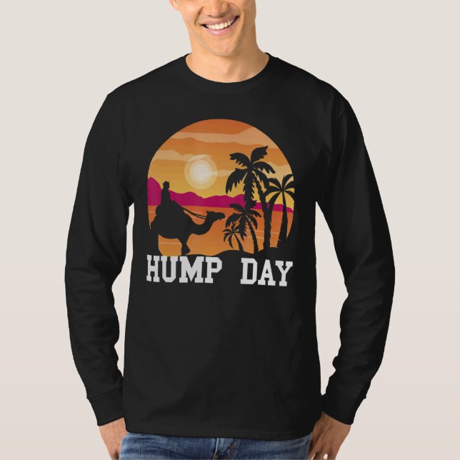 Camel Hump Day Traveler Handflatan Sunset Onsdag W T Shirt (Framsida)