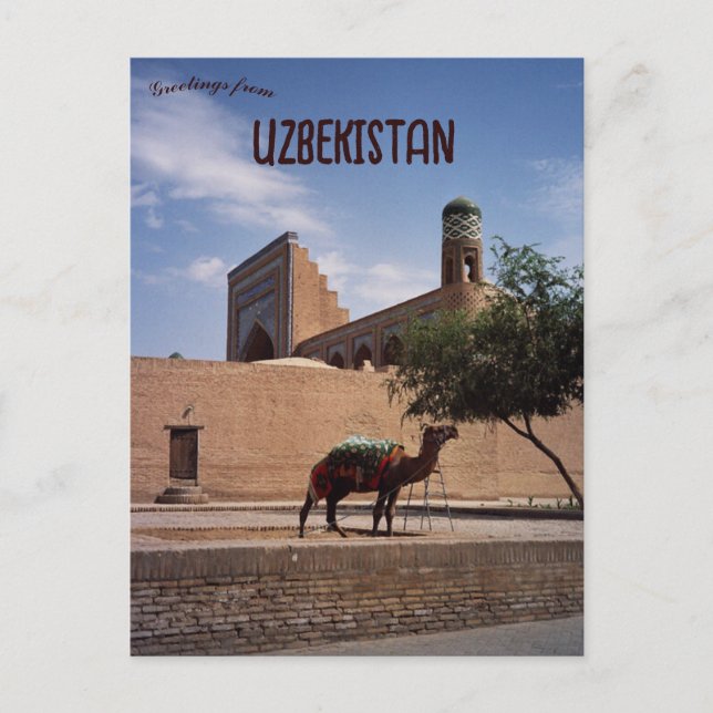 Camel i Khiva Uzbekistan Vykort (Framsida)