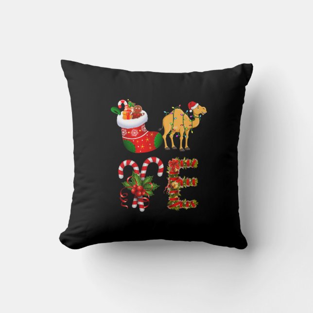 Camel jul Ljus Led Funny Santa Hat Christm Kudde (Framsida)