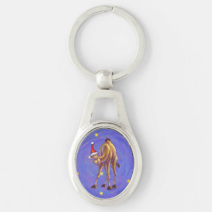 Camel jul ovalt silverfärgad nyckelring