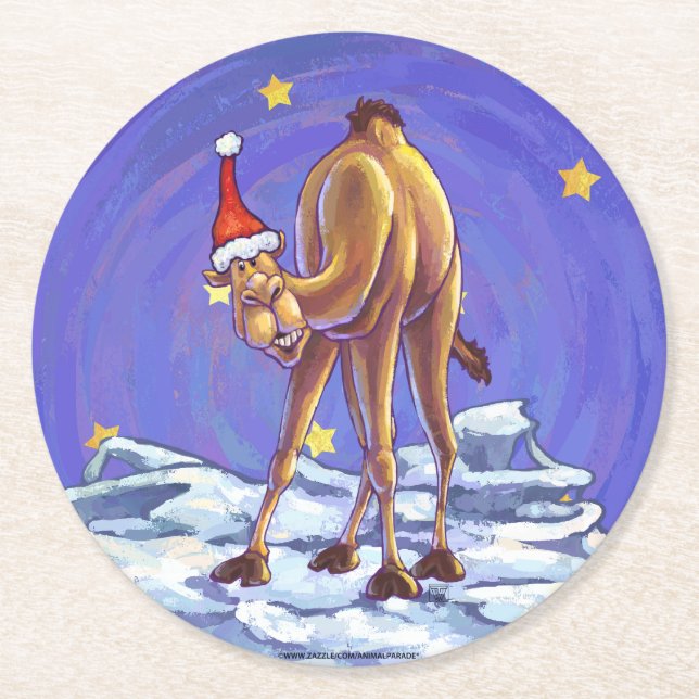 Camel jul underlägg papper rund (Framsidan)