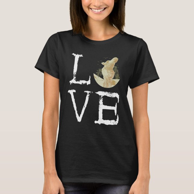 Camel Kärlek Creepy Handflatan Arabian Desert Anim T Shirt (Framsida)