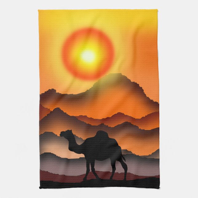 Camel Kitchen Towel Sunset Desert Kökshandduk (Vertikal)