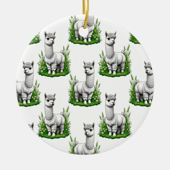 Camel llama Alpaca Mönster Design Julgransprydnad Keramik (Framsidan)